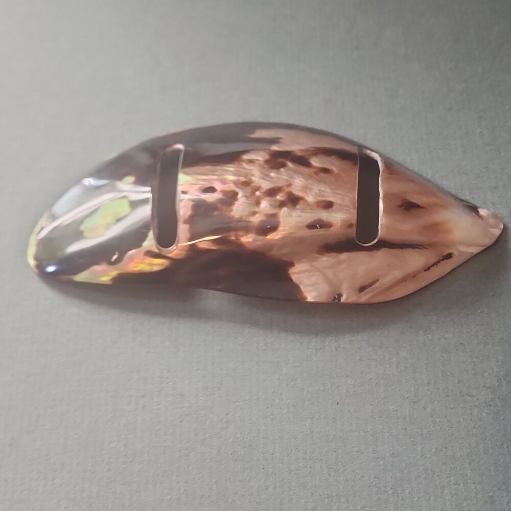 NOS  VINTAGE  ABALONE SHELL UNISEX FASHION OVAL BELT BUCKLE skirt scarf holder
